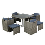 Gardeon 9 Piece Outdoor Wicker Dining Set 8 Seater Grey — Allure Home Collections