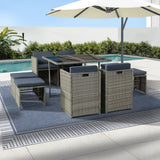 Gardeon 9 Piece Outdoor Wicker Dining Set 8 Seater Grey — Allure Home Collections