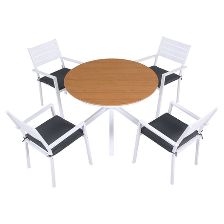White cushioned aluminium outdoor dining chair with high backrest