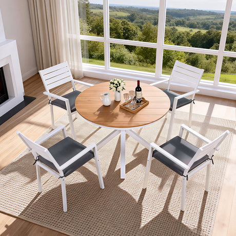 Aluminium outdoor dining set X-base table detail