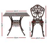 Redlynch 5 Piece Outdoor Dining Set, Bronze