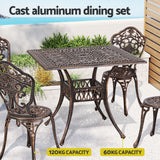 Redlynch 5 Piece Outdoor Dining Set, Bronze