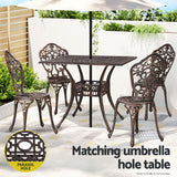 Redlynch 5 Piece Outdoor Dining Set, Bronze