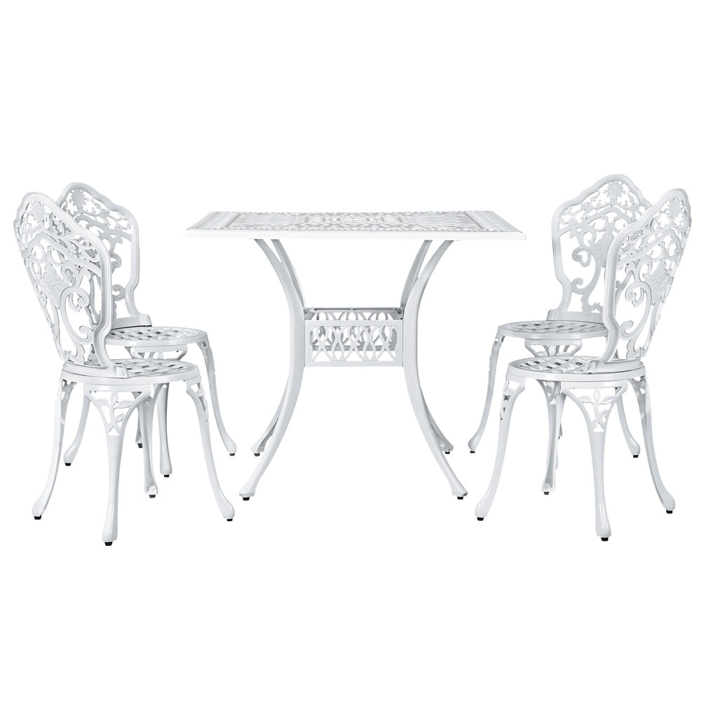 Redlynch 5 Piece Outdoor Dining Set, White
