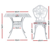 Redlynch 5 Piece Outdoor Dining Set, White