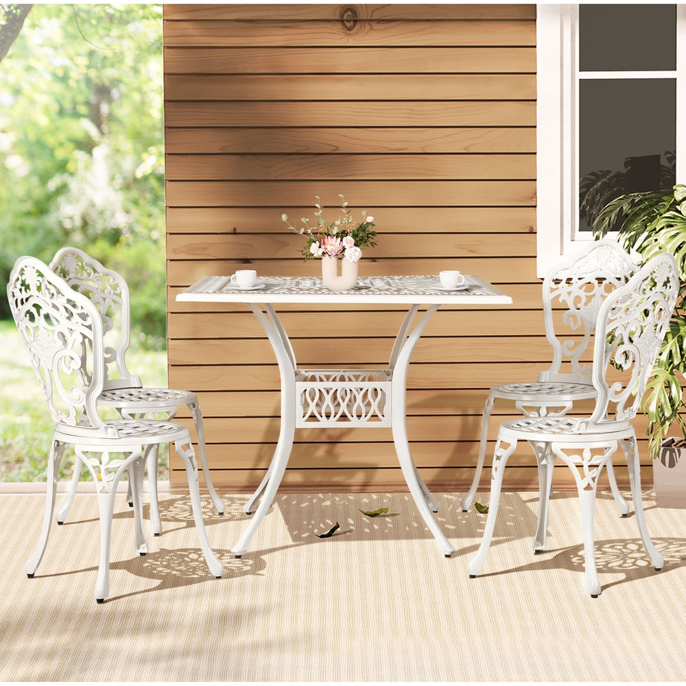 Redlynch 5 Piece Outdoor Dining Set, White