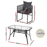 Gardeon 5 Piece Outdoor Rope Dining Set Table and Chairs Black — Allure Home Collections