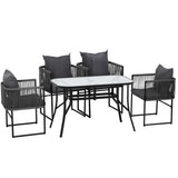 Gardeon 5 Piece Outdoor Rope Dining Set Table and Chairs Black — Allure Home Collections