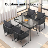 Gardeon 5 Piece Outdoor Rope Dining Set Table and Chairs Black — Allure Home Collections
