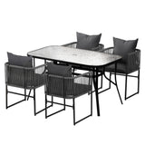 Gardeon 5 Piece Outdoor Dining Set Steel Table and Chairs Black — Allure Home Collections