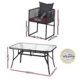 Gardeon 5 Piece Outdoor Dining Set Steel Table and Chairs Black — Allure Home Collections