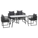 Paracombe 5 Piece Outdoor Dining Set, Black Rope and Glass