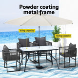 Gardeon 5 Piece Outdoor Dining Set Steel Table and Chairs Black — Allure Home Collections