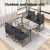 Gardeon 5 Piece Outdoor Dining Set Steel Table and Chairs Black — Allure Home Collections
