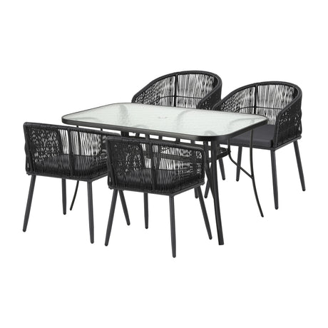 Black PE wicker outdoor dining chair with cushion