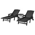Pebbly Beach Sun Lounger and Side Table Set Black