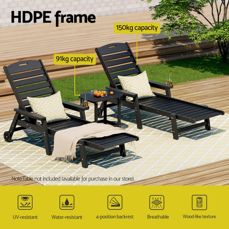 Gardeon 3-Piece Adjustable Sun Lounge Set