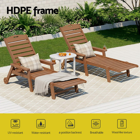 Moffat Beach 3 Piece Outdoor Lounge Set, Brown