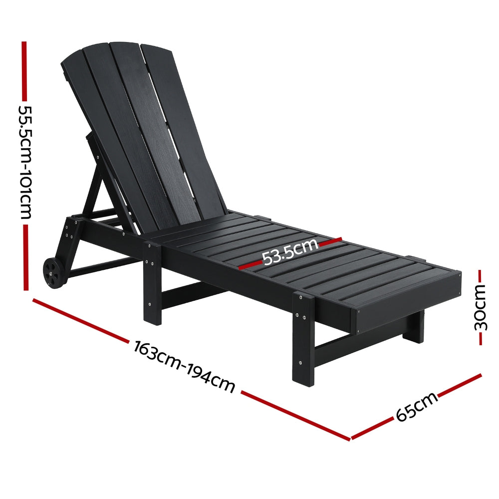 Long Beach Sun Lounger, Black
