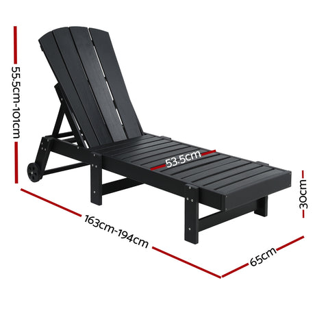 Long Beach Sun Lounger, Black