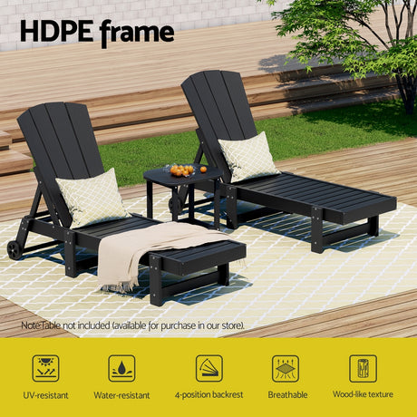 Long Beach Sun Lounger, Black