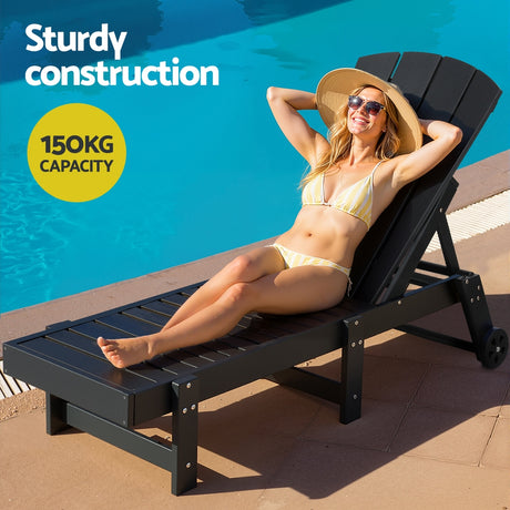 Long Beach Sun Lounger, Black