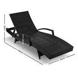 Gardeon 2 Piece Wicker Sun Lounge Beach Chair with Cushion Adjustable Black — Allure Home Collections
