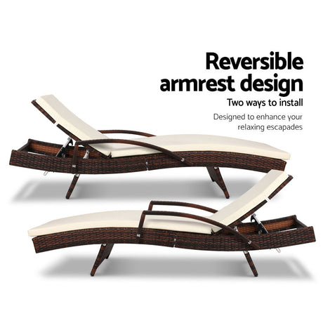 Gardeon Adjustable Wicker Sun Lounger