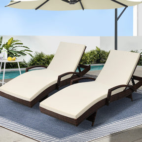 Surf Beach wicker outdoor sun lounge pair with adjustable backrests on a patio