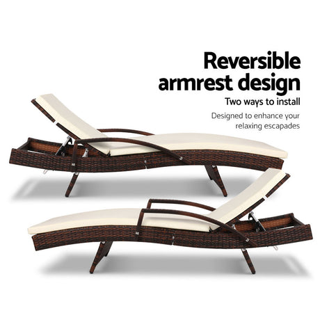 Gardeon Adjustable Wicker Sun Lounger