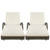 Gardeon 2 Piece Wicker Sun Lounge Beach Chair with Cushion Adjustable Grey Beige — Allure Home Collections