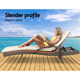 Gardeon 2 Piece Wicker Sun Lounge Beach Chair with Cushion Adjustable Grey Beige — Allure Home Collections