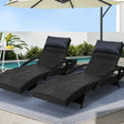 Gardeon 2 x Wicker Sun Lounge Outdoor Chair Adjustable with Armrest Black — Allure Home Collections