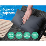 Gardeon 2 x Wicker Sun Lounge Outdoor Chair Adjustable with Armrest Black — Allure Home Collections