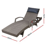 Gardeon 2 x Wicker Sun Lounge Outdoor Armchair Adjustable Grey and Beige — Allure Home Collections