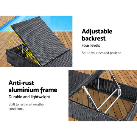 Bundaberg Sun Lounge, Black Wicker