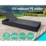 Gardeon 2PC Adjustable Wicker Sun Lounge
