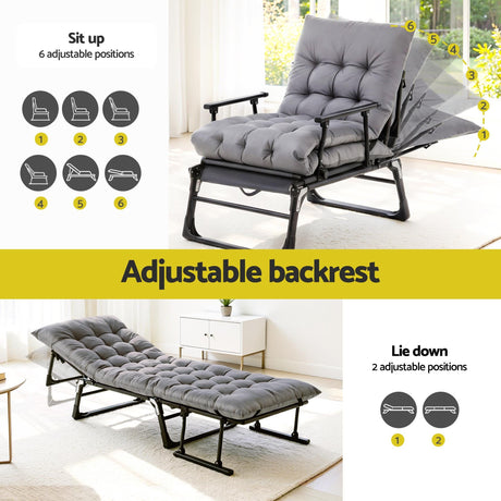 Bushland Beach Folding Sun Lounger, Grey