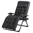 All black textilene reclining sun lounger beside a pool