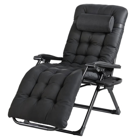 Yeppoon black steel outdoor lounger in an outdoor setting