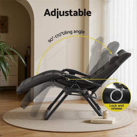 Yeppoon Outdoor Lounger, Black Steel