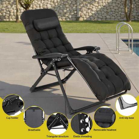 Yeppoon Outdoor Lounger, Black Steel