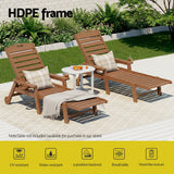 Kiama brown HDPE sun lounger with wheels reclining on a patio