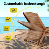 Kiama brown HDPE sun lounger with wheels reclining on a patio