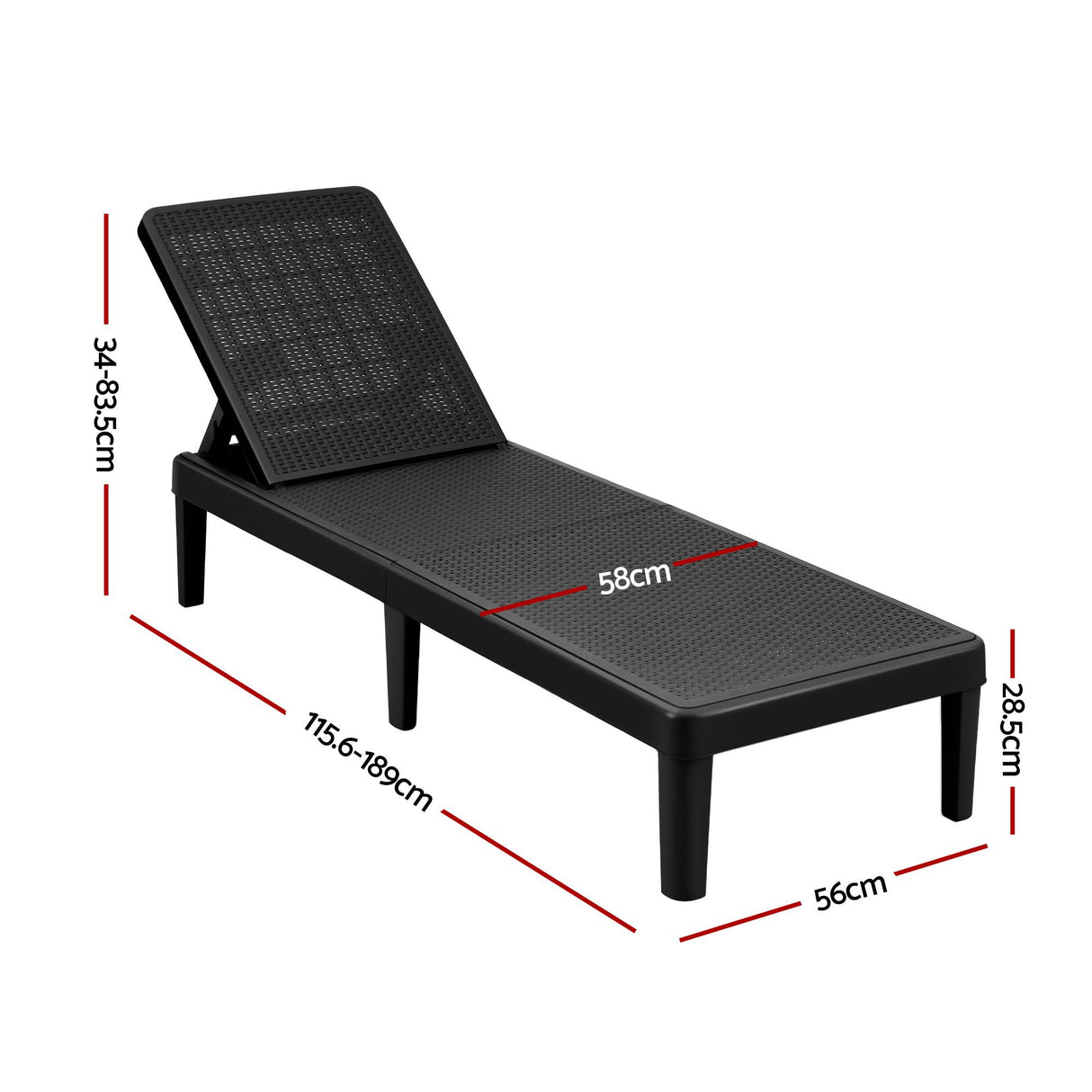 Bawley Point Sun Lounger, Black
