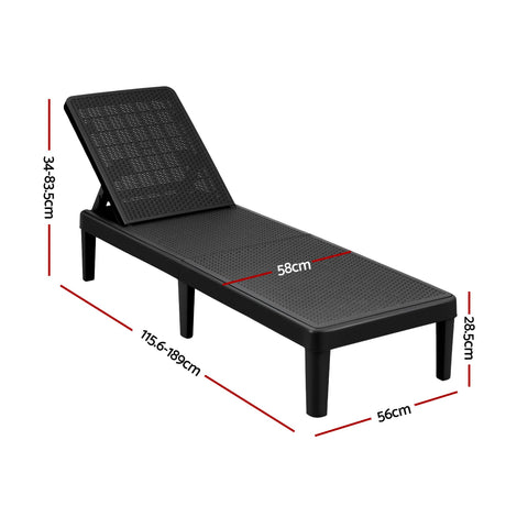 Bawley Point Sun Lounger, Black