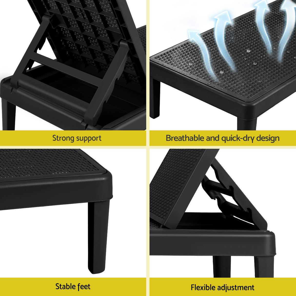 Bawley Point Sun Lounger, Black