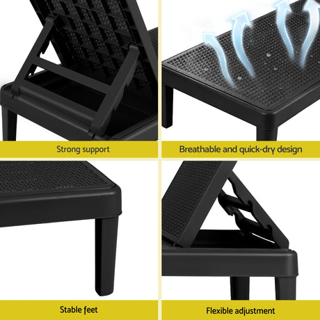 Bawley Point Sun Lounger, Black