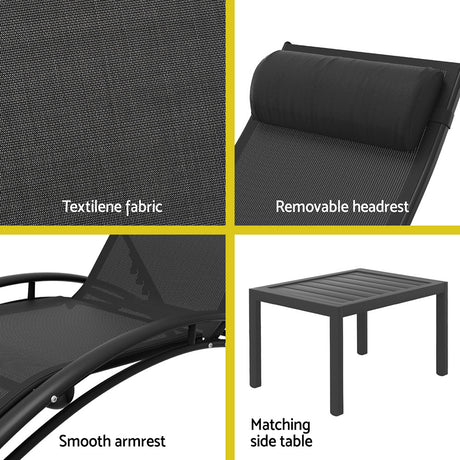 Gardeon 3PC Steel Outdoor Lounge Set