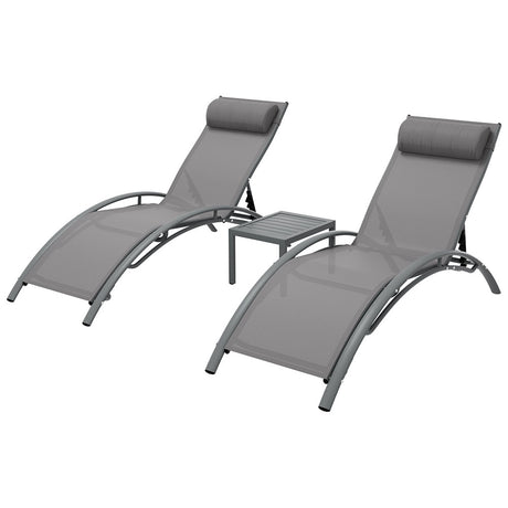 Keppel 3 Piece Sun Lounge Set, Grey Steel